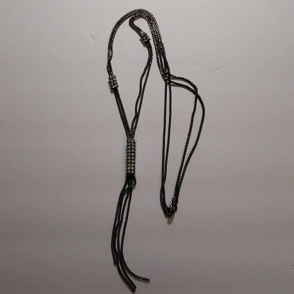 PARKLANE crystal necklace pendant tassel long necklace hematite